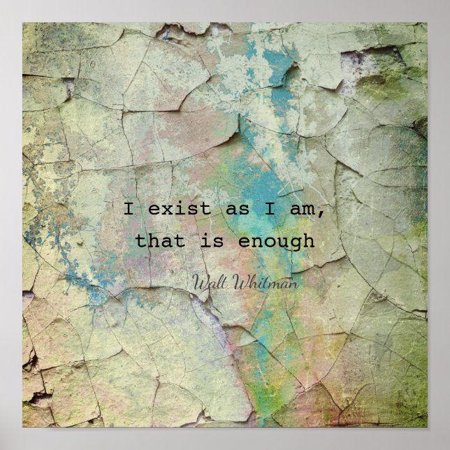 I exist inspirational quote poster Whitman quote (Front)