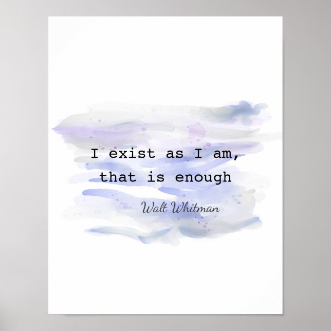 I exist inspirational quote poster Whitman quote (Front)