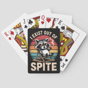 I Exist Out Of Spite Funny Racoon Vintage Playing Cards
