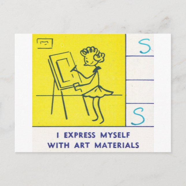 I Express Myself with Art Materials Postcard (Front)