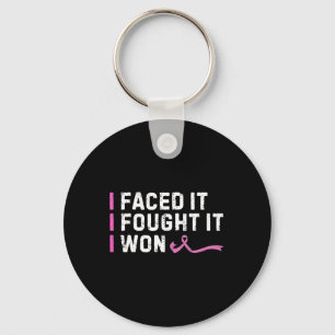 I Faced It I Fought It I Won Vintage Breast Cancer Key Ring