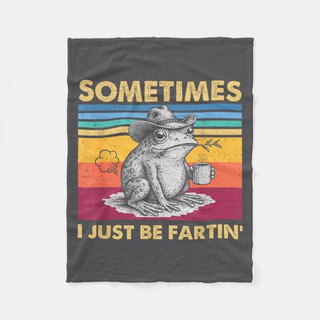 I Fartin Sometimes Frog Just Unhinged Smile Fleece Blanket (Front)