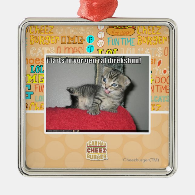 I farts in yor gen'ral direkshun metal tree decoration (Front)