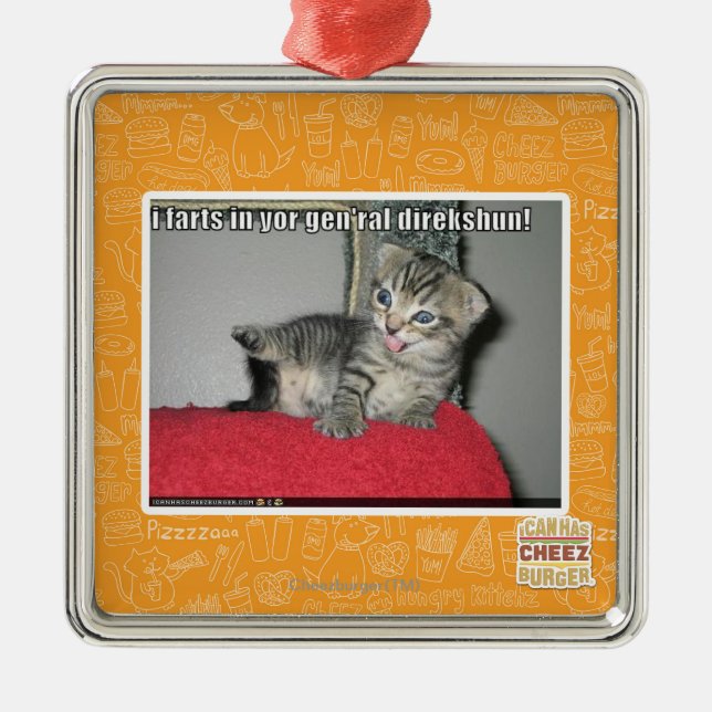 I farts in yor gen'ral direkshun metal tree decoration (Front)