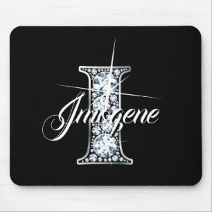 I Faux Diamond Bling Monogram Mouse Mat