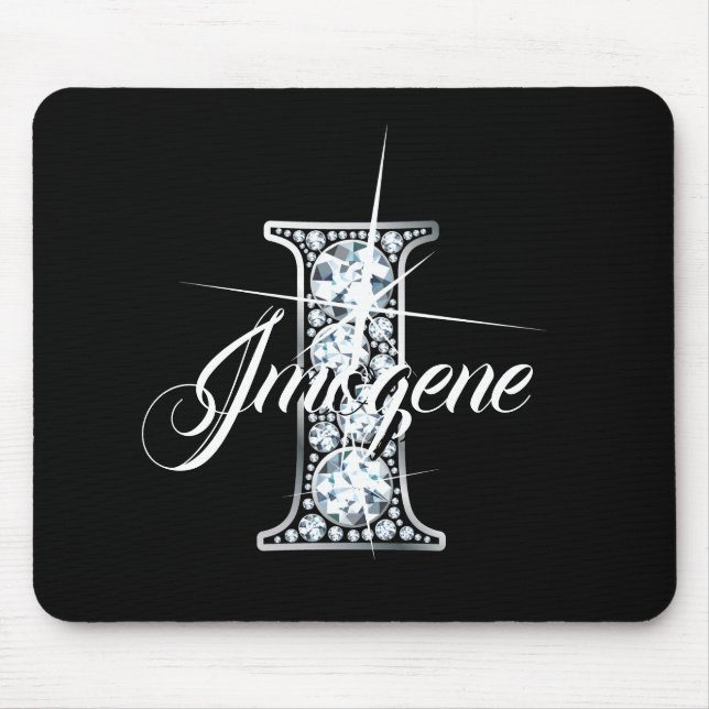 I Faux Diamond Bling Monogram Mouse Mat (Front)