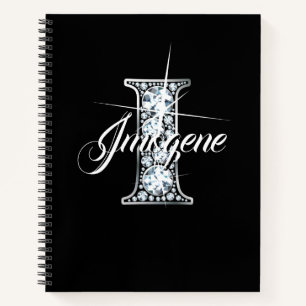 I Faux Diamond Bling Monogram Notebook