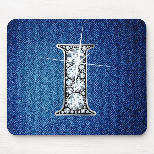 I Faux-"Diamond Bling" on Denim Mousepad (Front)