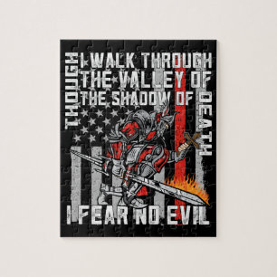 I Fear No Evil Firefighter Crusader Jigsaw Puzzle