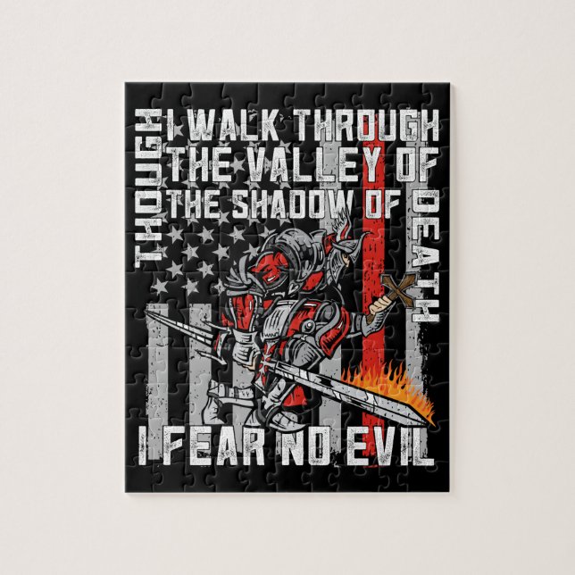 I Fear No Evil Firefighter Crusader Jigsaw Puzzle (Vertical)