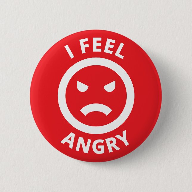 I Feel Angry Red Emoji Face Emotion 6 Cm Round Badge (Front)