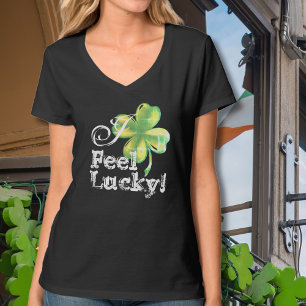 I feel lucky, black shamrock, woman's T-Shirt