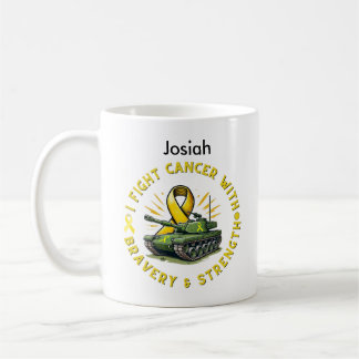 "I FIGHT CANCER WITH BRAVERY & STRENGTH MUG"  COFFEE MUG