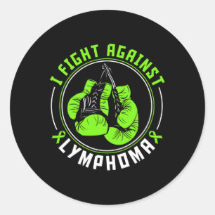 I Fight Lymphoma Awareness Support Boxing Gloves Classic Round Sticker
