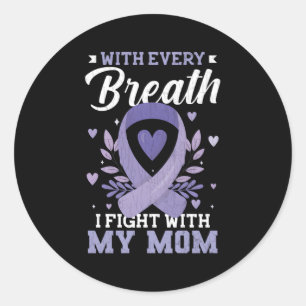 I Fight With Mum Stomach Cancer Awareness Month Classic Round Sticker