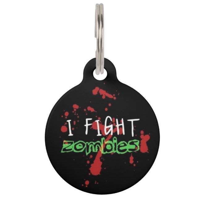 I Fight Zombies Pet ID Tag (Front)