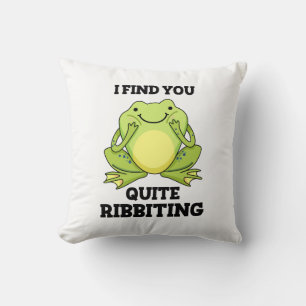 I Find You Quite Ribbiting Funny Frog Pun  Cushion