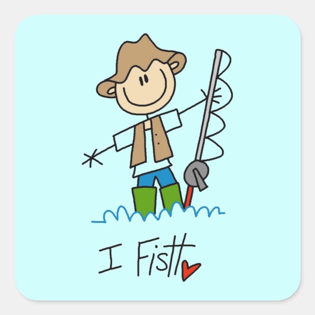 I Fish Square Sticker (Front)