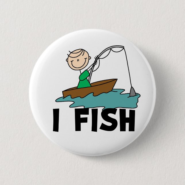 I Fish Stick Figure Button (Front)