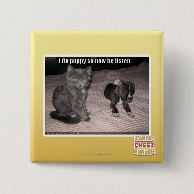 I fix puppy 15 cm square badge (Front)
