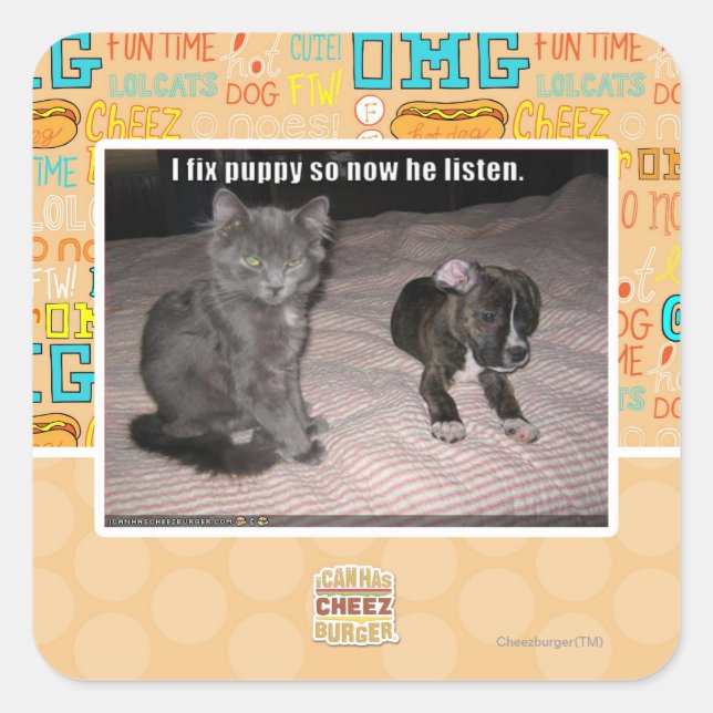 I fix puppy square sticker (Front)