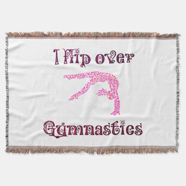 I Flip Over Gymnastics Fancy Font Throw Blanket (Front)