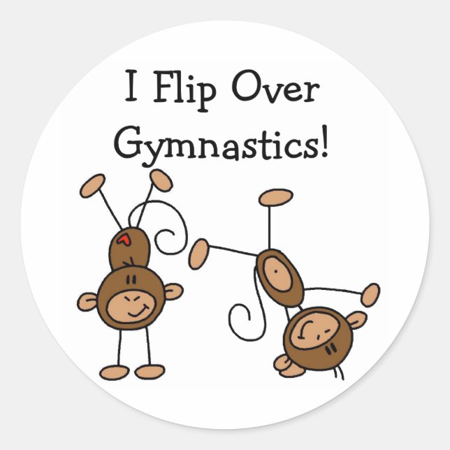I Flip Over Gymnastics Tshirts and Gifts Classic Round Sticker (Front)