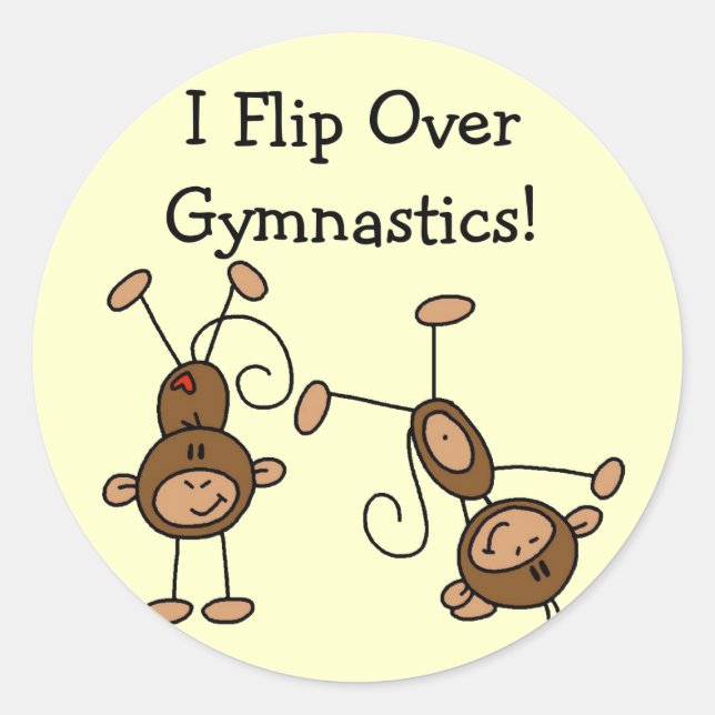 I Flip Over Gymnastics Tshirts and Gifts Classic Round Sticker (Front)