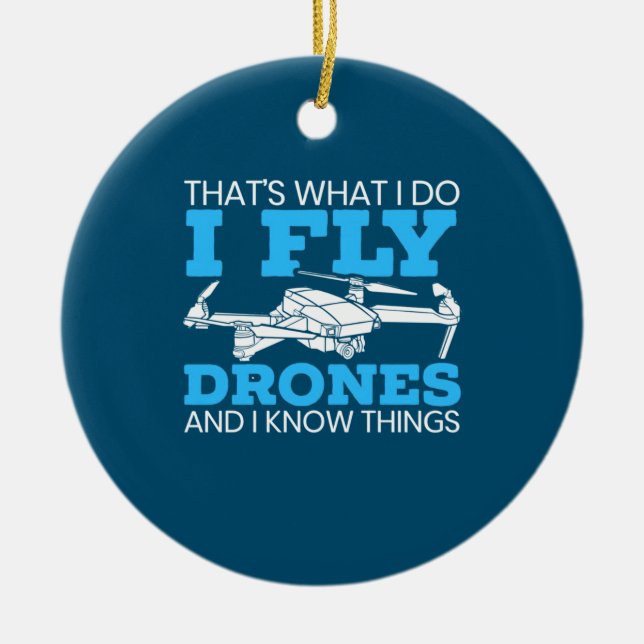 I Fly Drones Ceramic Tree Decoration (Front)