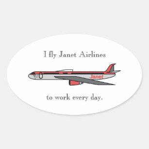 I fly Janet Airlines Oval Sticker