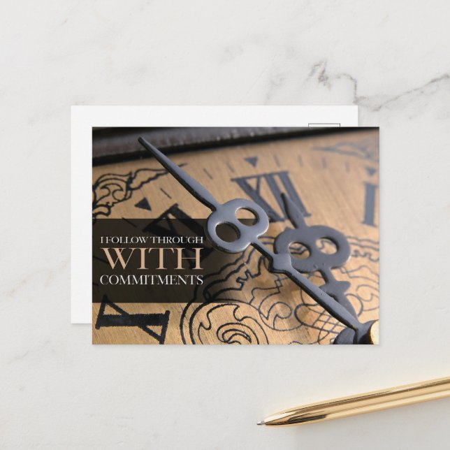 "I follow through" Motivation Affirmation Postcard (Front/Back In Situ)