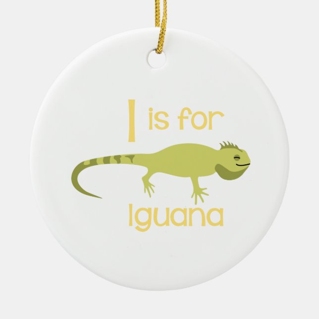 I for Iguana Ceramic Tree Decoration (Front)