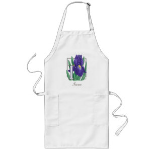 I for Iris Flower Monogram Long Apron