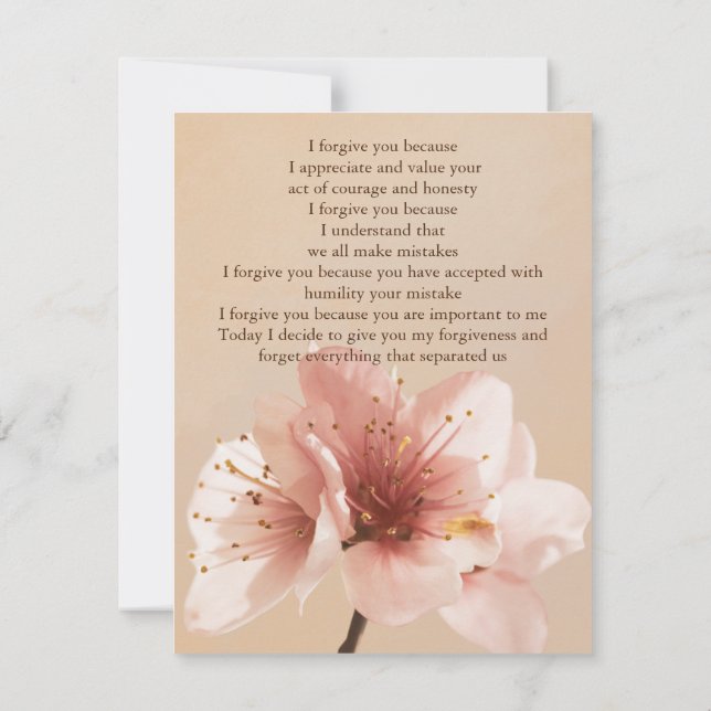 i forgive you flower invitation (Back)