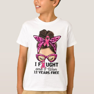 I Fought And I Won 12 Years Free Messy Bun Breast T-Shirt