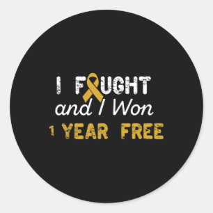 I Fought And I Won 1 Years Free Childhood Cancer A Classic Round Sticker