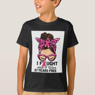 I Fought And I Won 7 Years Free Messy Bun Breast C T-Shirt