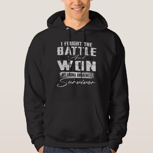 I Fought The Battle & Won Melanoma Skin Awareness  Hoodie (Front)