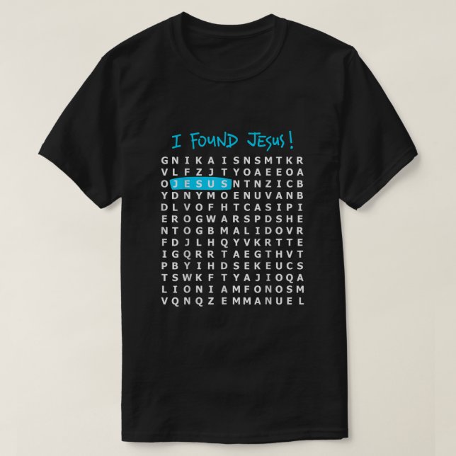 I Found Jesus Crossword Puzzle  Christian Shirt (Design Front)