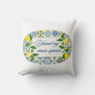 I Found My Main Squeeze Lemon Coastal Wedding Cushion
