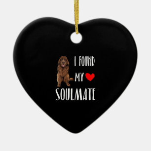 I found my soulmate newfie dog best friend gift ceramic tree decoration