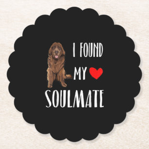 I found my soulmate   newfie dog best friend gift paper coaster