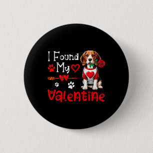 I Found My Valentine Beagle With Flower Cute Heart 6 Cm Round Badge