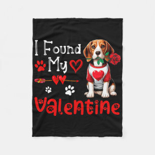 I Found My Valentine Beagle With Flower Cute Heart Fleece Blanket