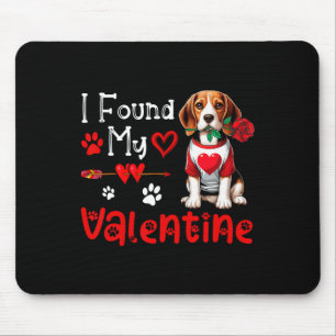I Found My Valentine Beagle With Flower Cute Heart Mouse Mat