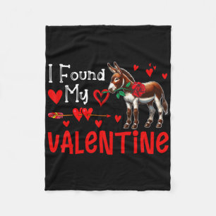 I Found My Valentine Donkey With Flower Farmer Cut Fleece Blanket