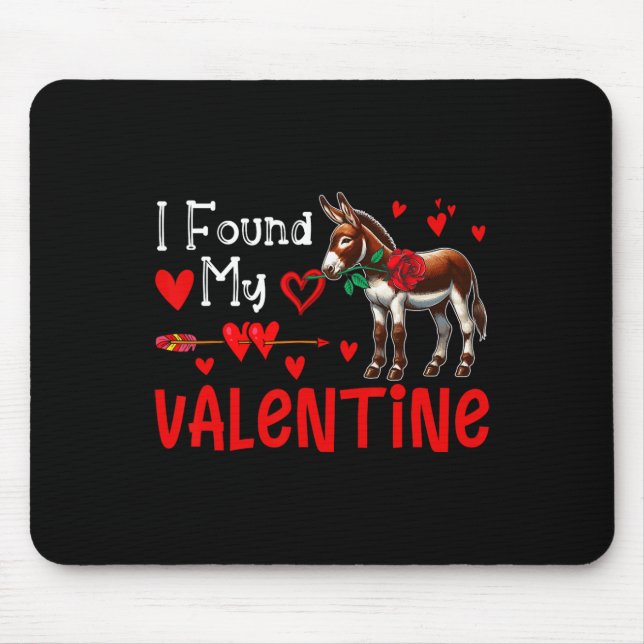 I Found My Valentine Donkey With Flower Farmer Cut Mouse Mat (Front)