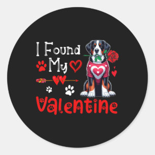 I Found My Valentine Greater Swiss Mountain Cute H Classic Round Sticker