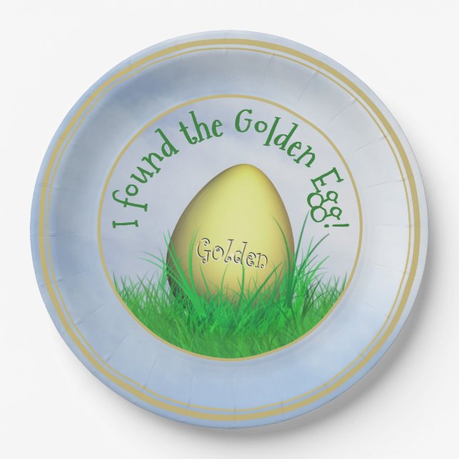 "I Found The Golden Egg"  Easter Egg Hunt Paper Plate (Front)