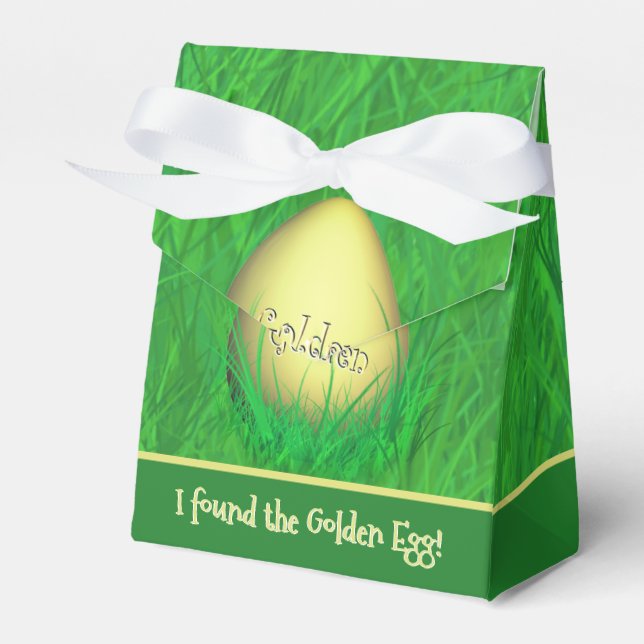 "I Found The Golden Egg" Green Grass Your Message Favour Box (Front Side)